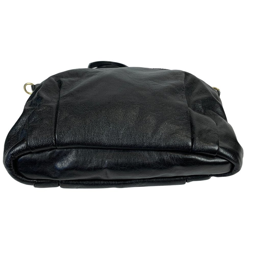 Coach Solid Black Leather Shoulder/Handbag Bag Sn… - image 4